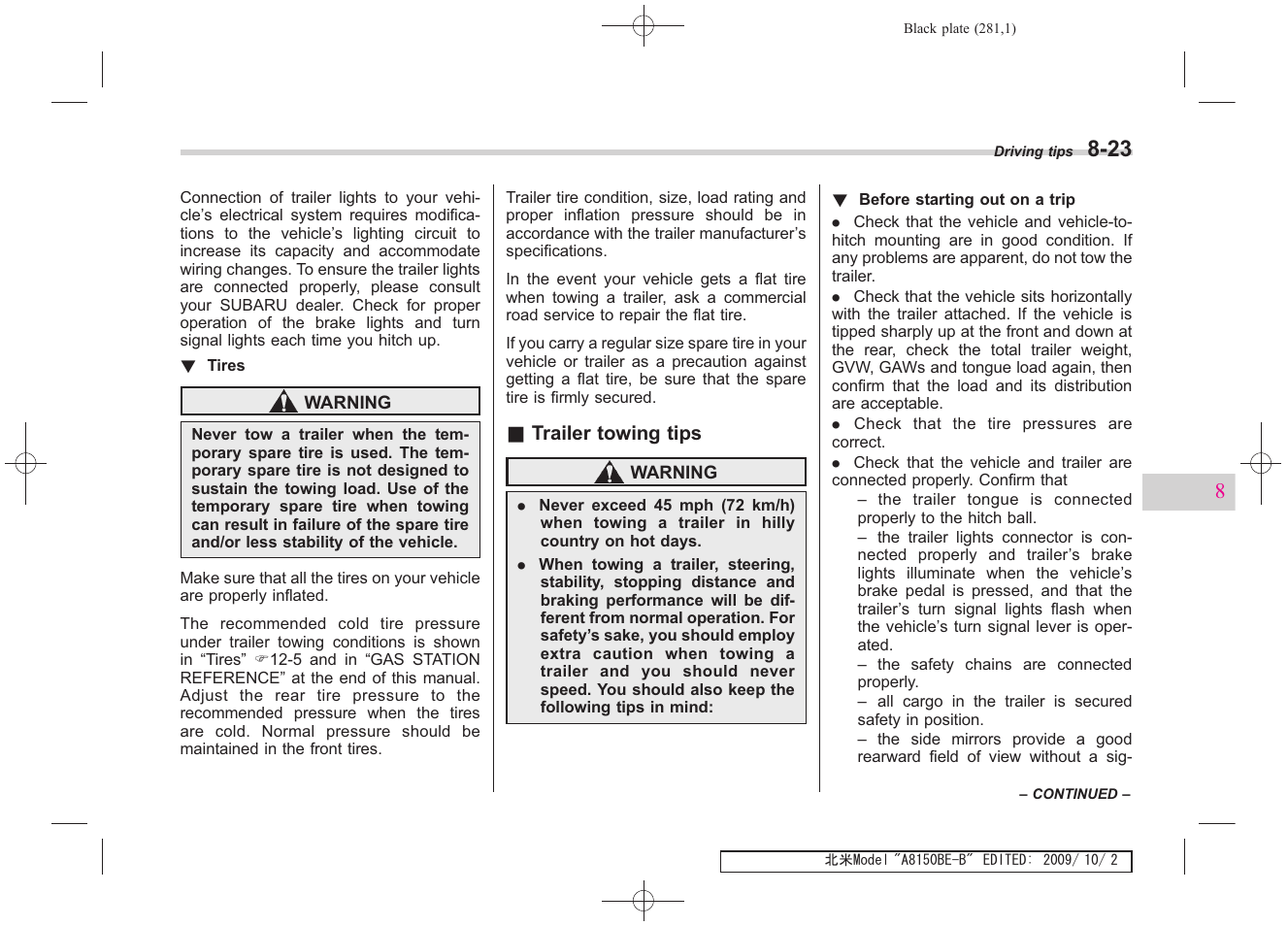 Subaru 2010 Forester User Manual | Page 290 / 414