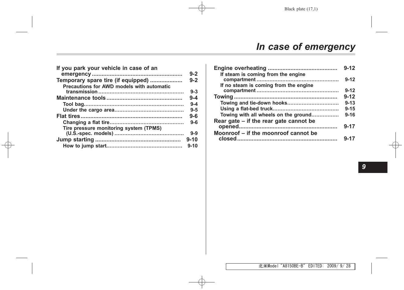 In case of emergency | Subaru 2010 Forester User Manual | Page 294 / 414