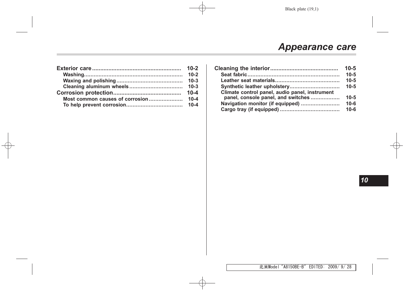 Appearance care | Subaru 2010 Forester User Manual | Page 312 / 414