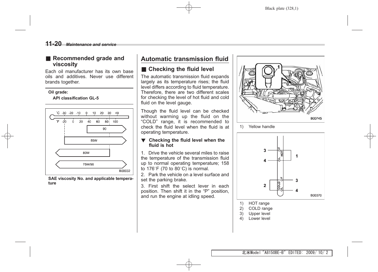 Automatic transmission fluid | Subaru 2010 Forester User Manual | Page 337 / 414