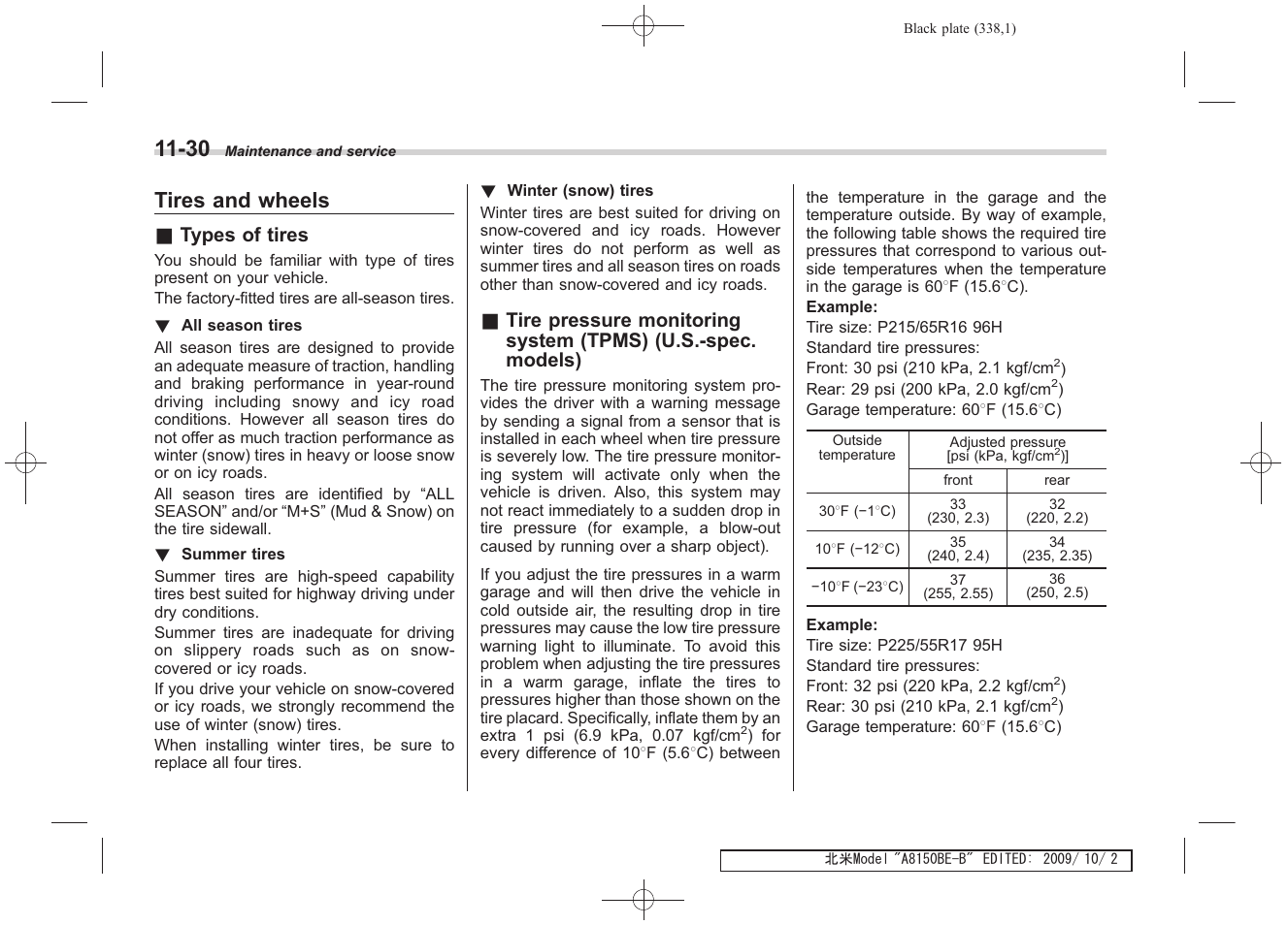 Tires and wheels | Subaru 2010 Forester User Manual | Page 347 / 414