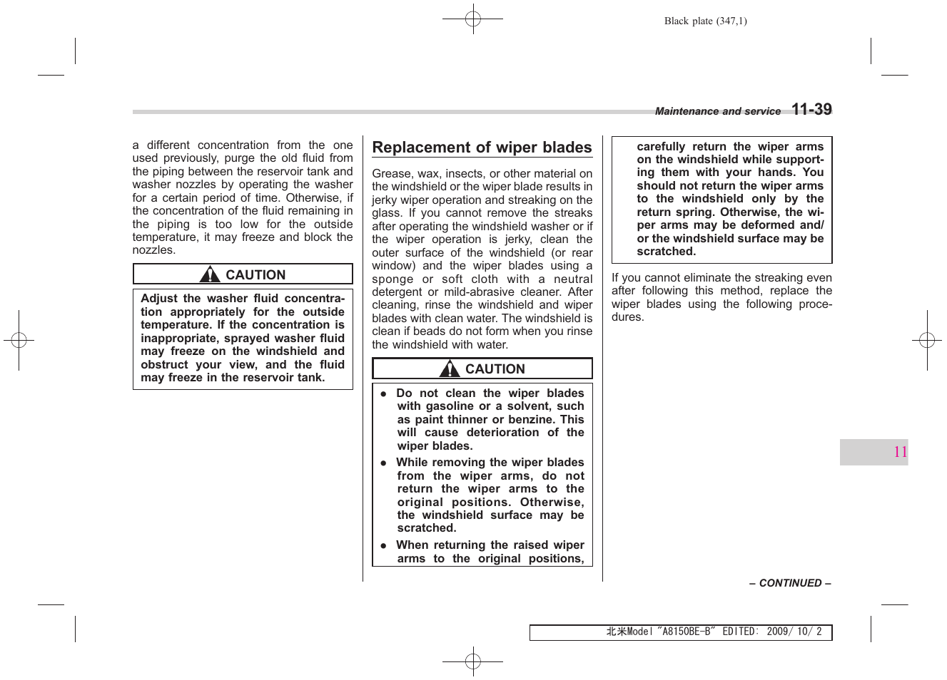 Replacement of wiper blades | Subaru 2010 Forester User Manual | Page 356 / 414