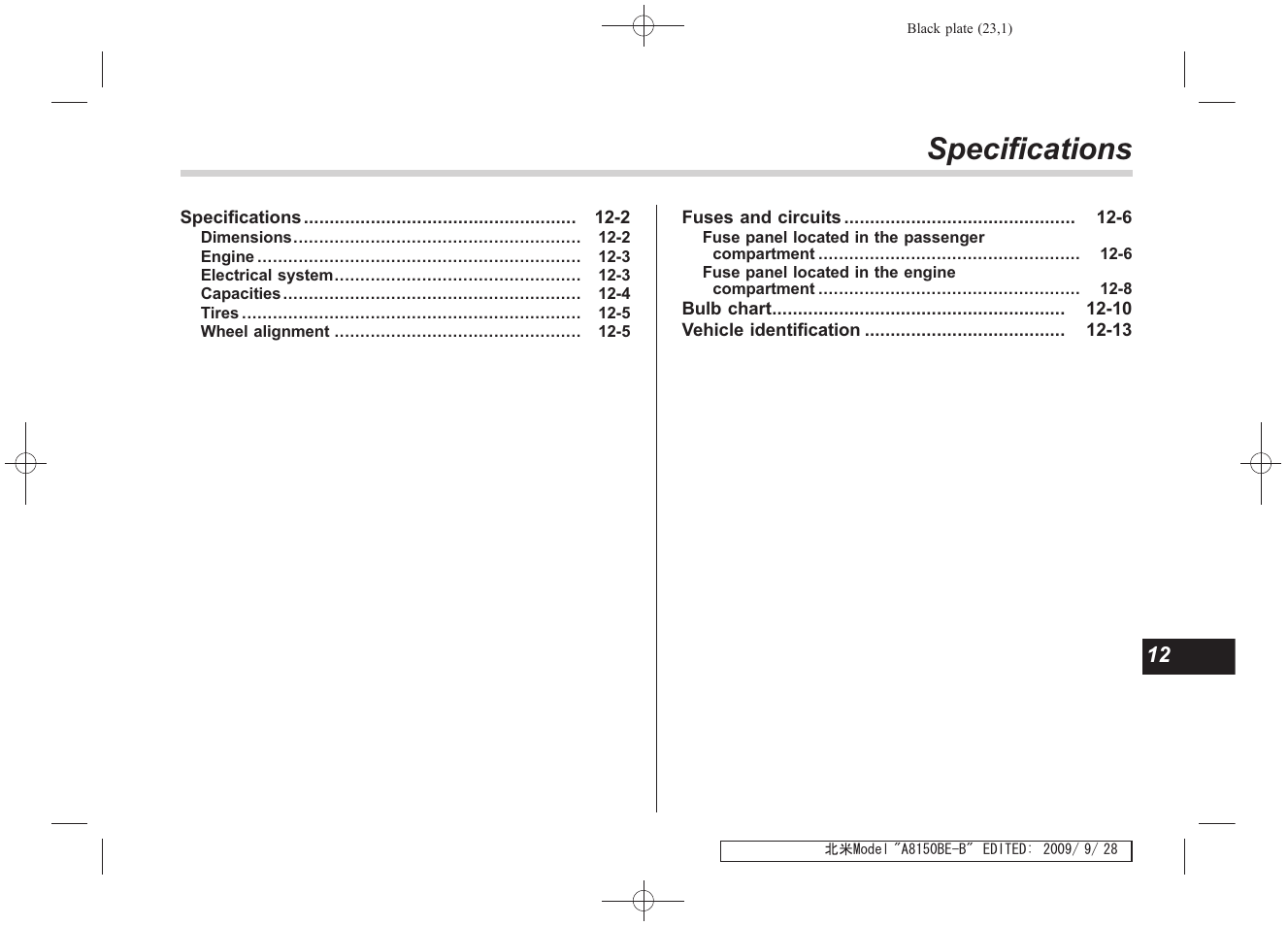 Specifications | Subaru 2010 Forester User Manual | Page 370 / 414