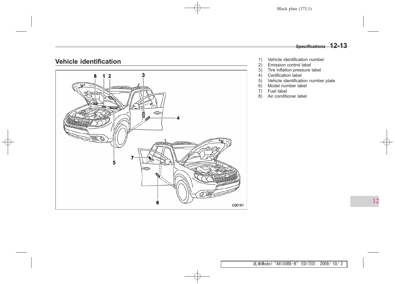 Vehicle identification | Subaru 2010 Forester User Manual | Page 382 / 414