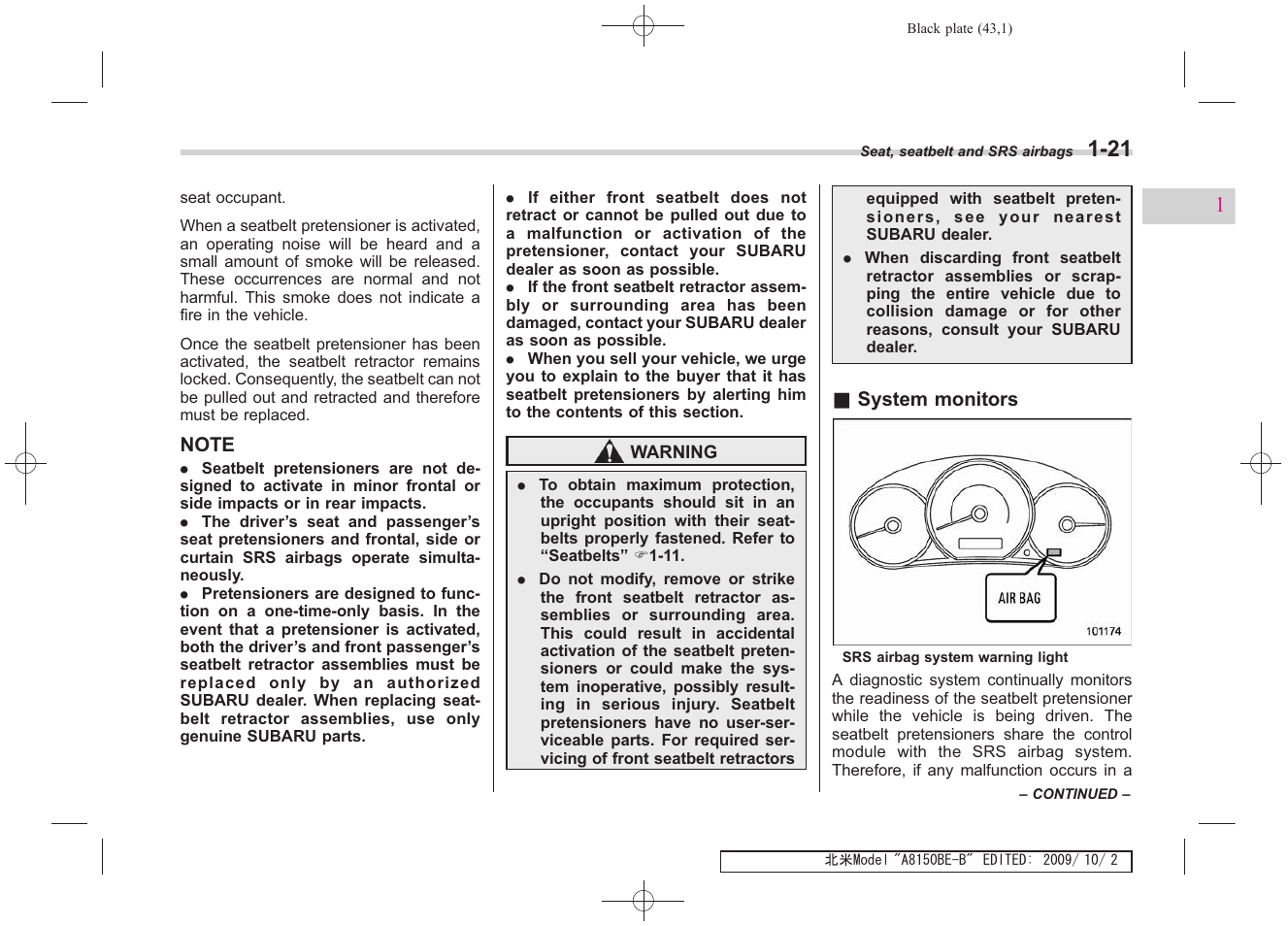 Subaru 2010 Forester User Manual | Page 56 / 414