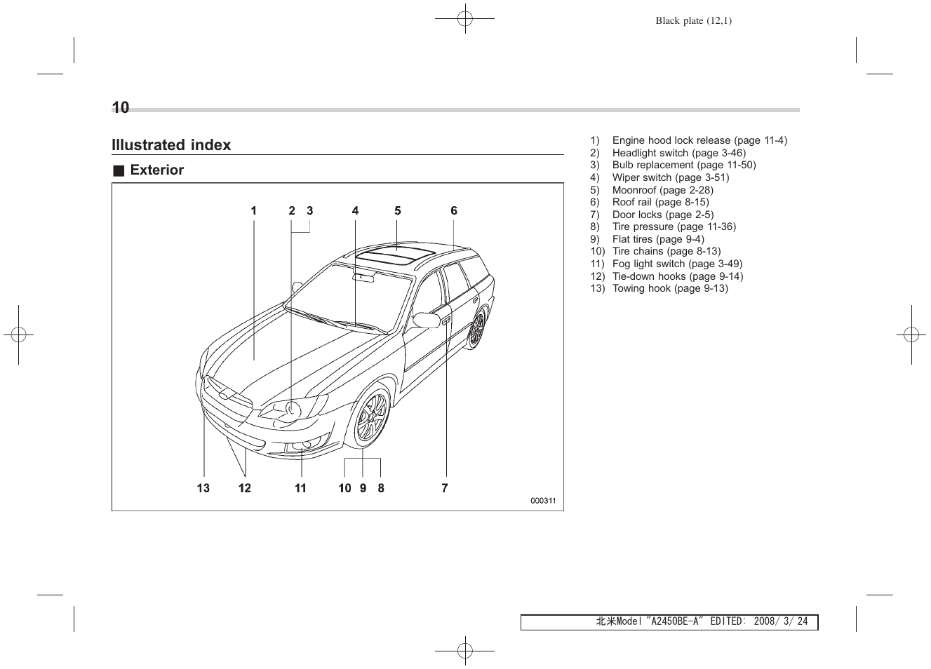 Msa5m0904a_7, 10 illustrated index | Subaru 2009 Legacy User Manual | Page 12 / 447