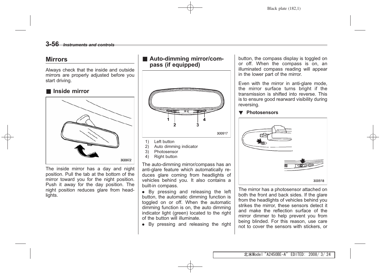 Mirrors | Subaru 2009 Legacy User Manual | Page 179 / 447
