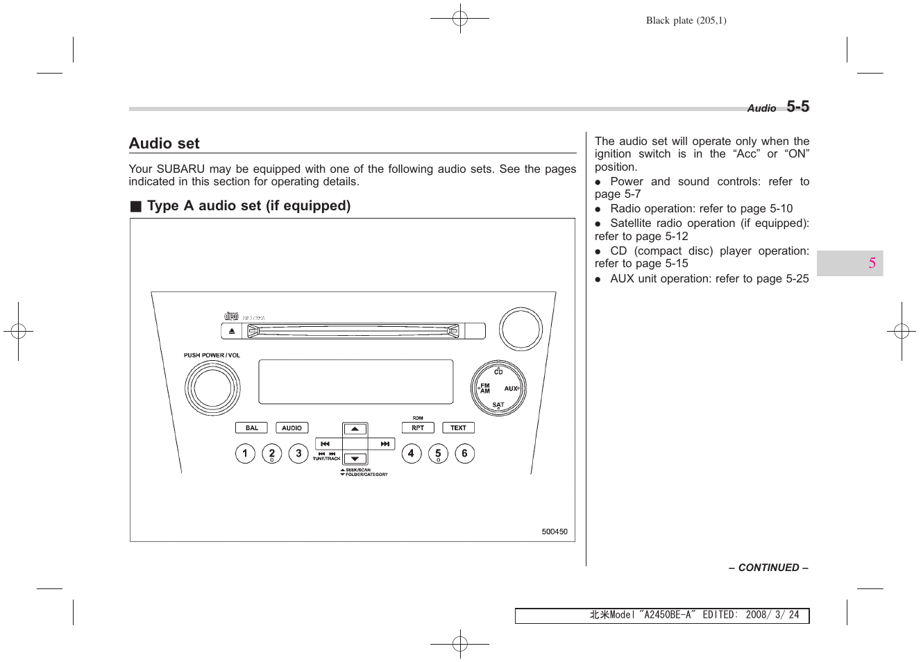 Audio set | Subaru 2009 Legacy User Manual | Page 200 / 447