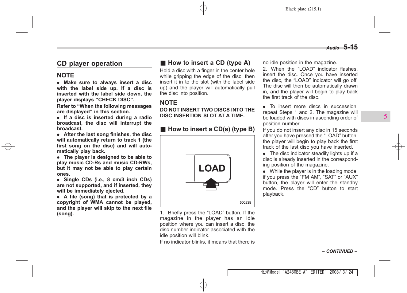 Cd player operation | Subaru 2009 Legacy User Manual | Page 210 / 447