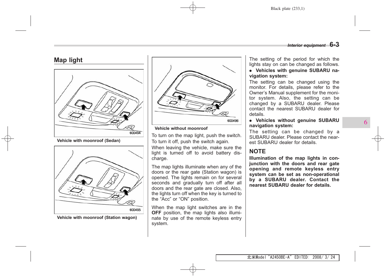 Map light | Subaru 2009 Legacy User Manual | Page 226 / 447