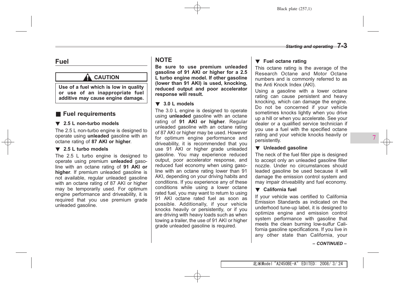 Subaru 2009 Legacy User Manual | Page 249 / 447