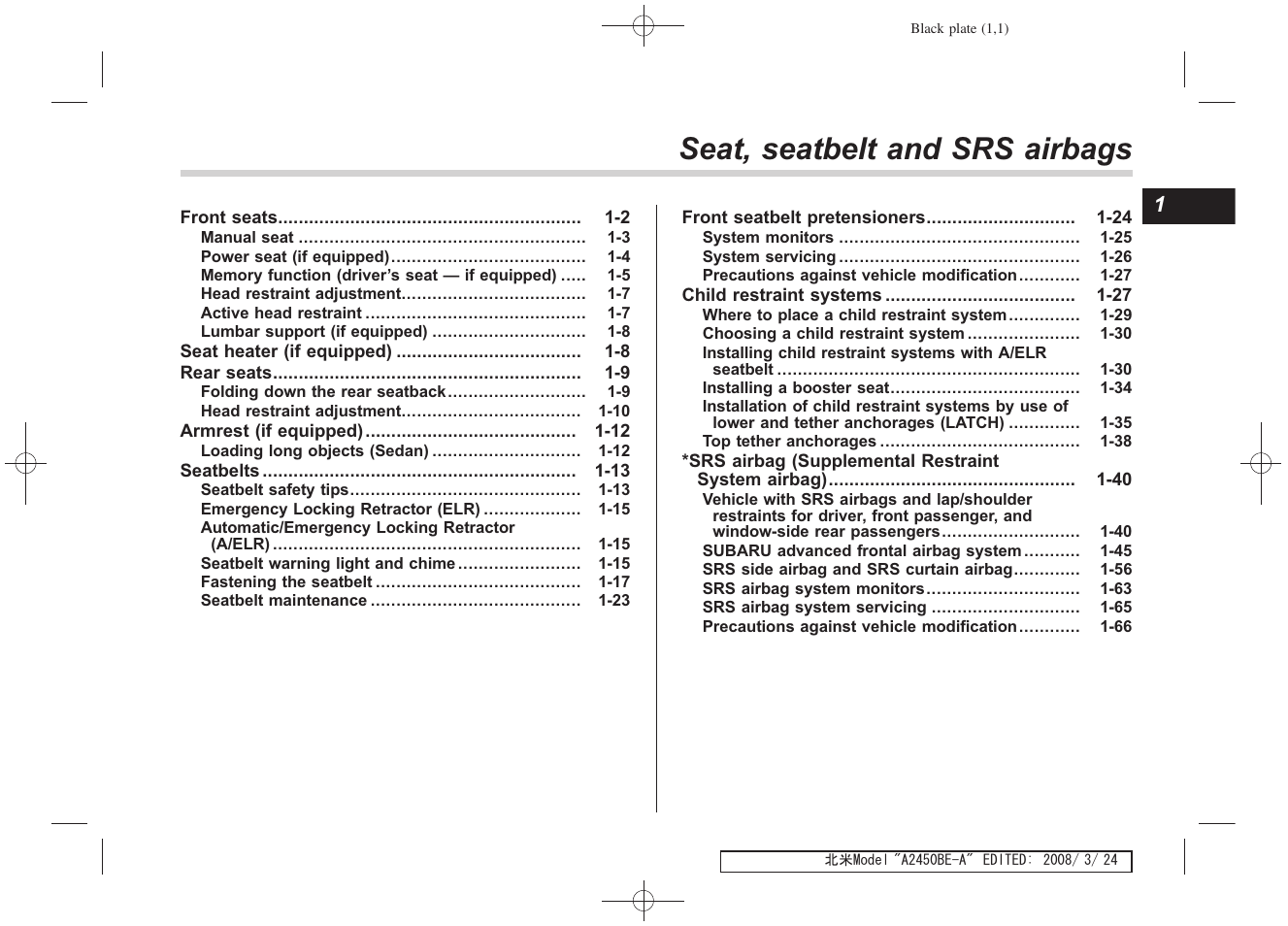 Msa5m0904a_9, Seat, seatbelt and srs airbags | Subaru 2009 Legacy User Manual | Page 27 / 447