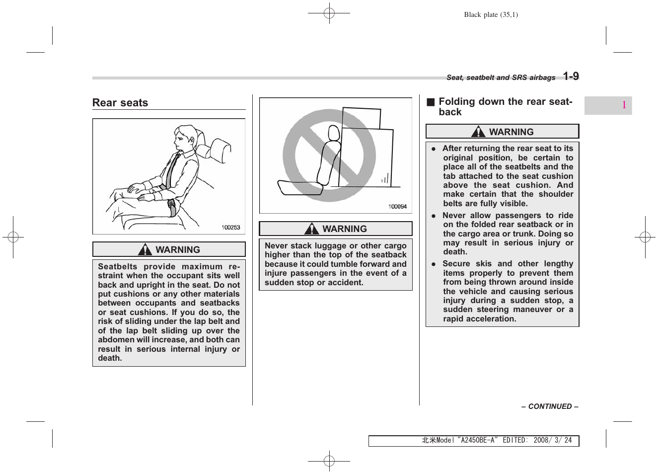 Subaru 2009 Legacy User Manual | Page 35 / 447