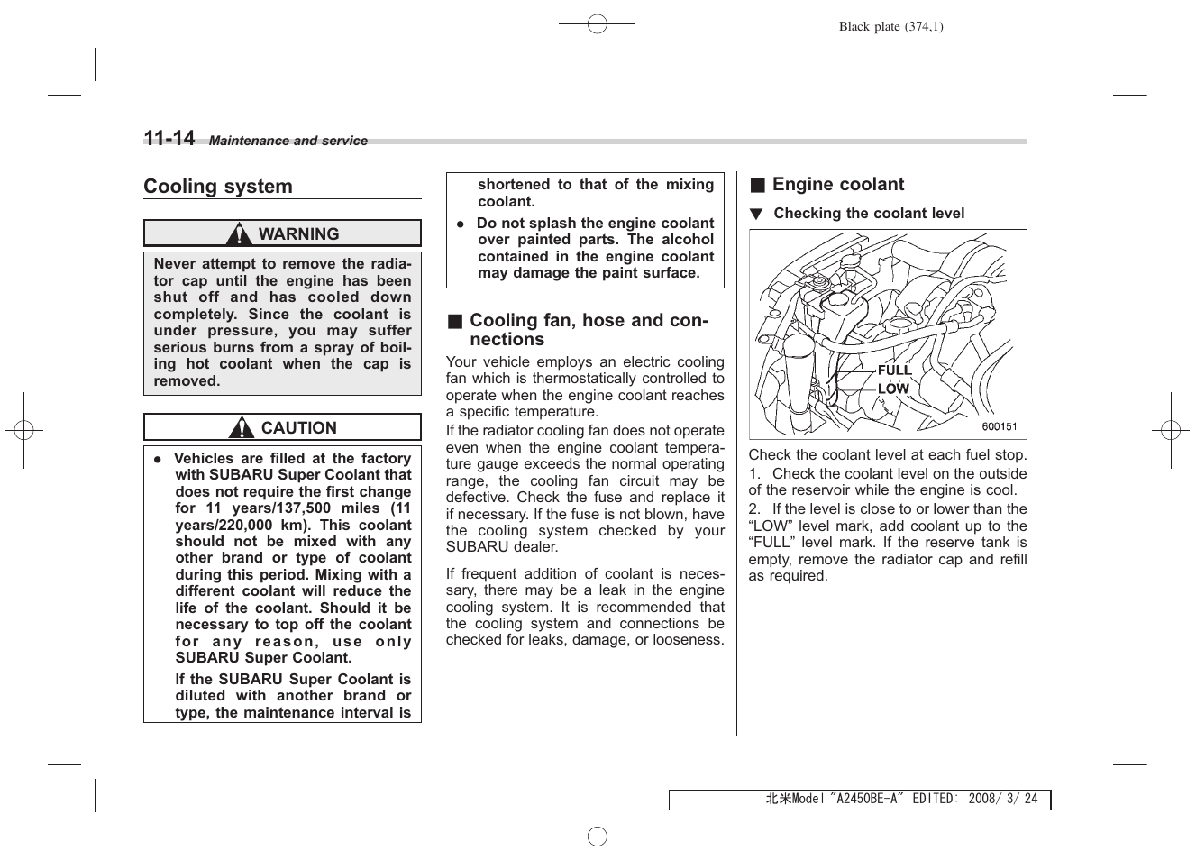 Cooling system | Subaru 2009 Legacy User Manual | Page 364 / 447