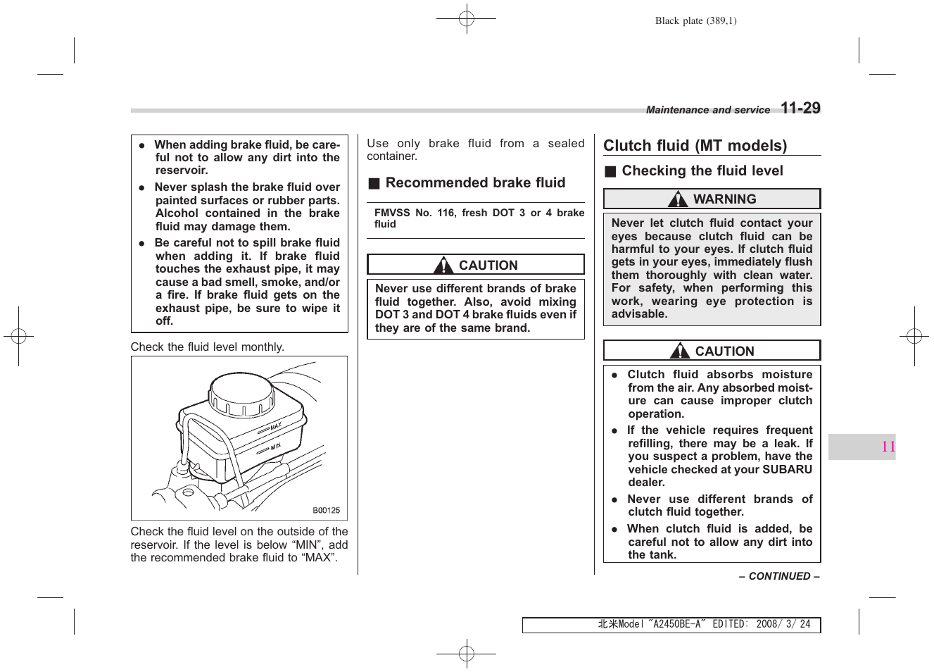 Clutch fluid (mt models) | Subaru 2009 Legacy User Manual | Page 379 / 447