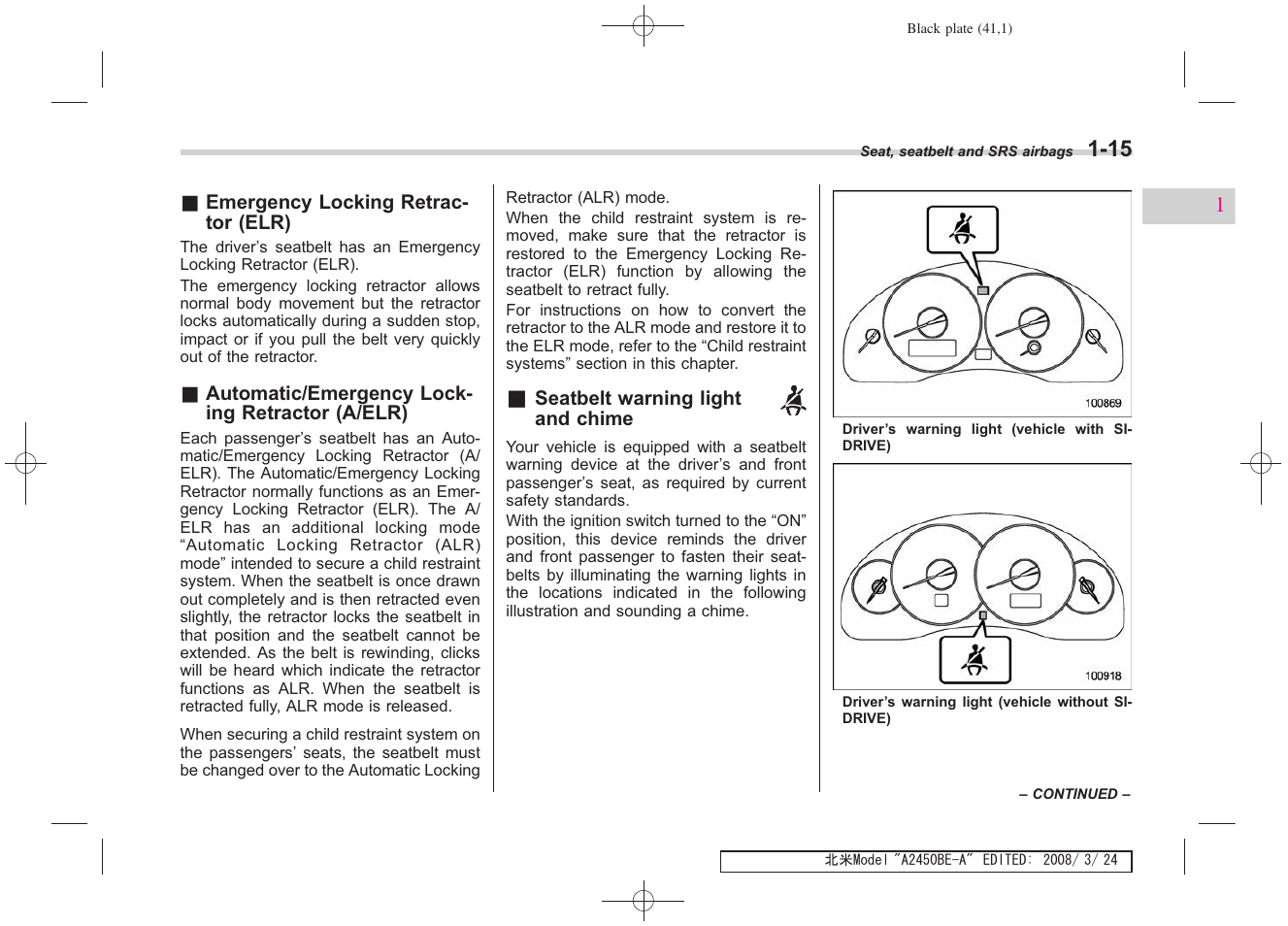 Subaru 2009 Legacy User Manual | Page 41 / 447