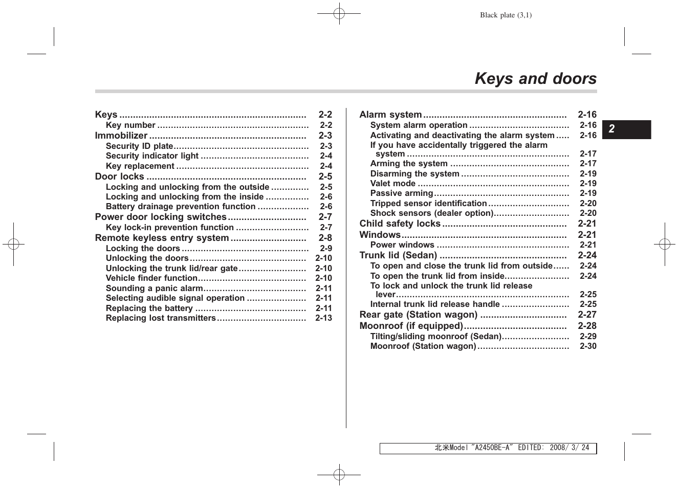 Msa5m0904a_10, Keys and doors | Subaru 2009 Legacy User Manual | Page 93 / 447