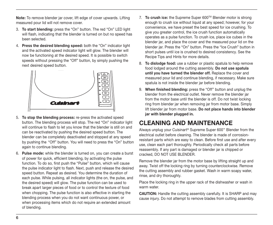 Cleaning and maintenance | Cuisinart SB-5600 User Manual | Page 6 / 25