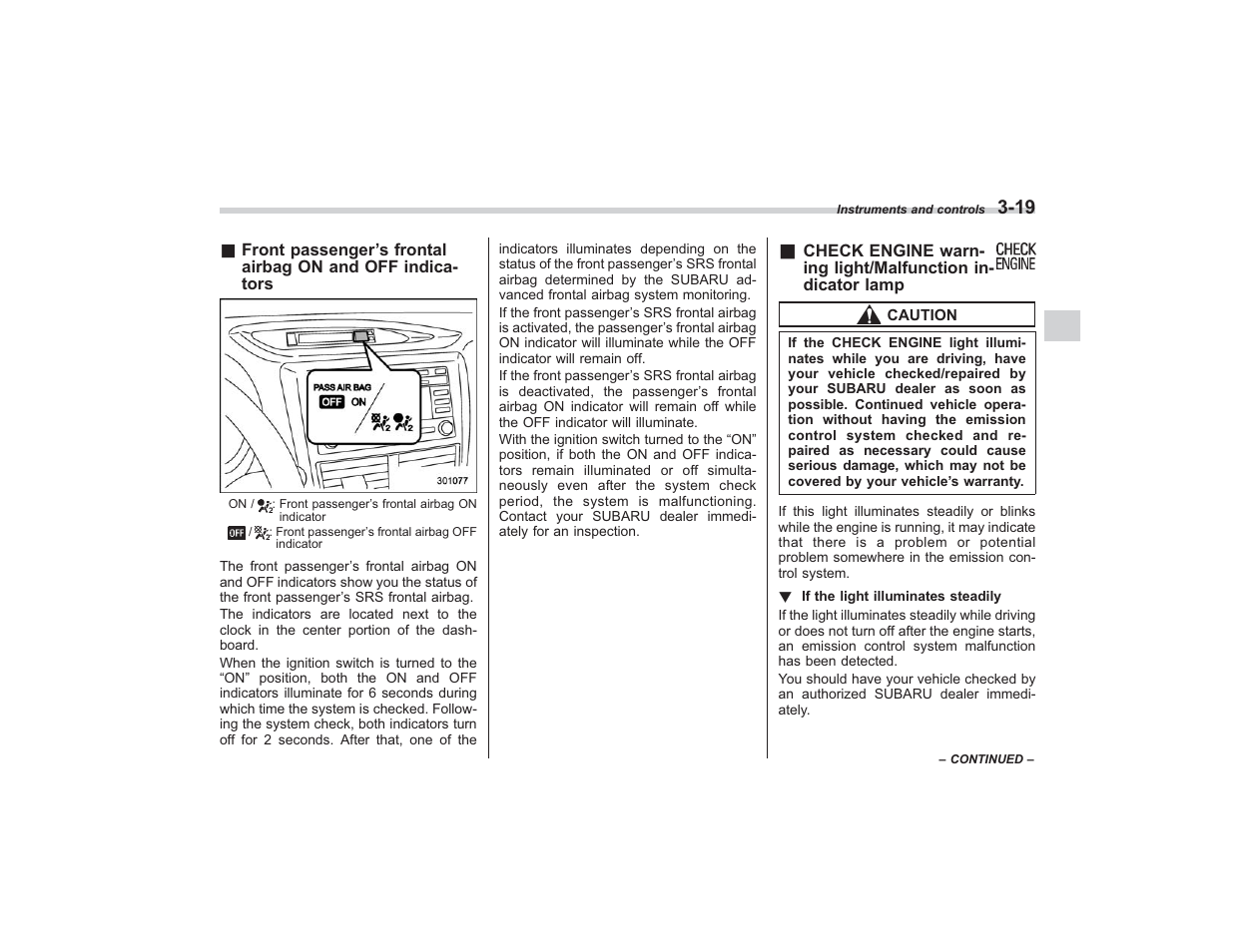 Subaru 2009 Impreza User Manual | Page 134 / 407