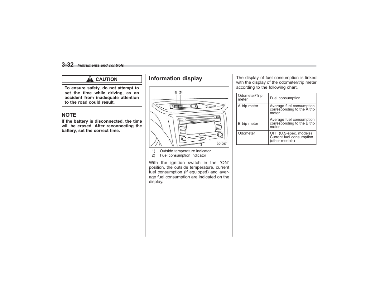 Information display | Subaru 2009 Impreza User Manual | Page 147 / 407