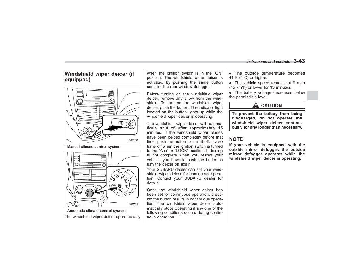 Windshield wiper deicer (if equipped) | Subaru 2009 Impreza User Manual | Page 158 / 407