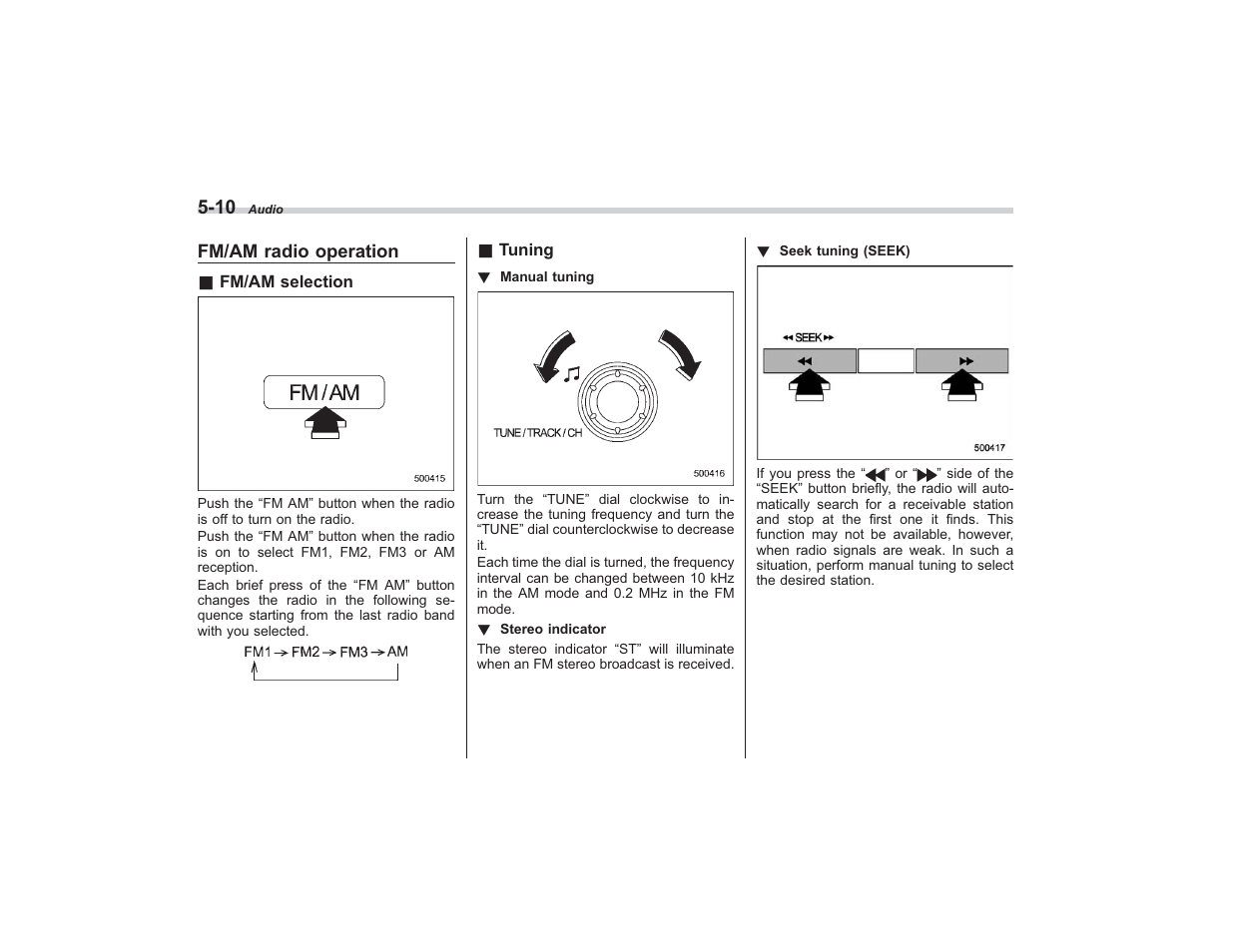 Fm/am radio operation | Subaru 2009 Impreza User Manual | Page 187 / 407