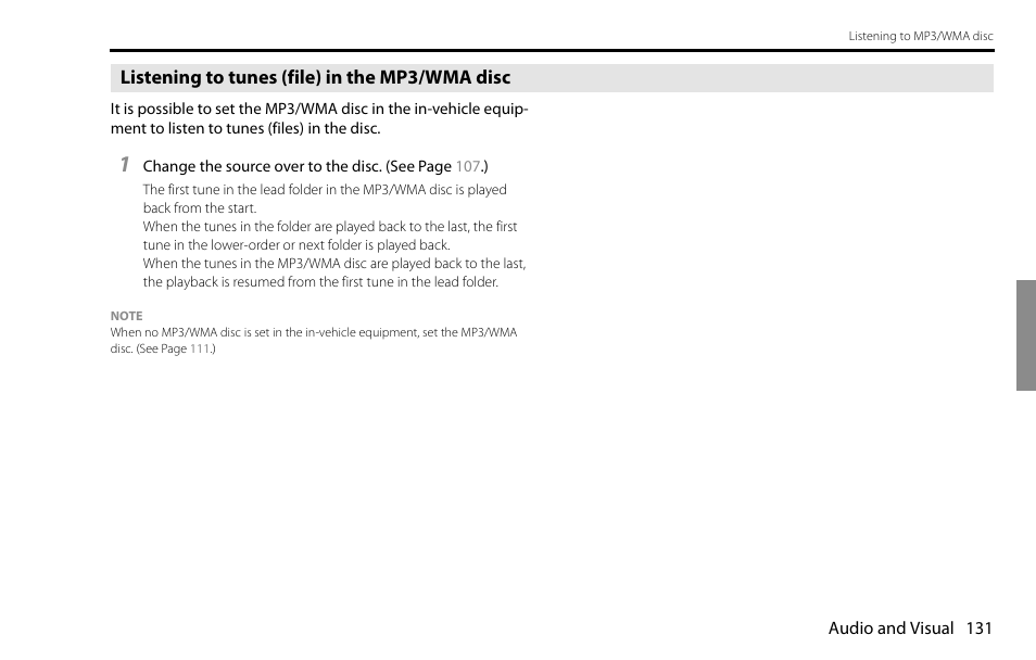 Listening to tunes (file) in the mp3/wma disc | Subaru 2009 Impreza Navigation System User Manual | Page 131 / 248