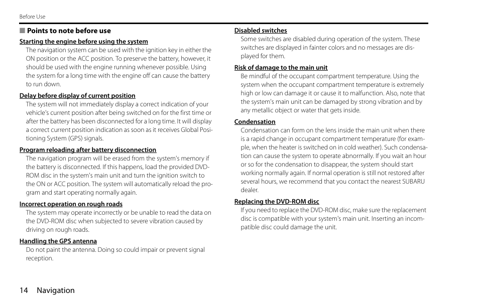 Subaru 2009 Impreza Navigation System User Manual | Page 14 / 248