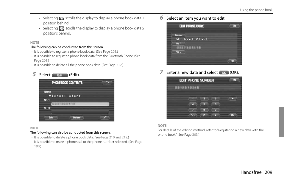 Handsfree 209 | Subaru 2009 Impreza Navigation System User Manual | Page 209 / 248