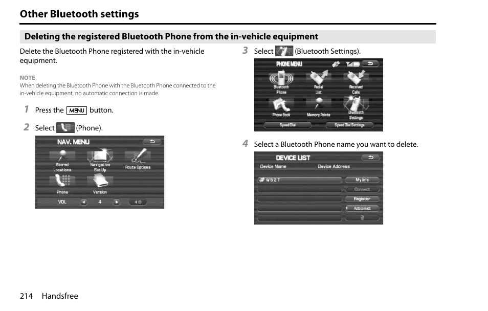 Other bluetooth settings | Subaru 2009 Impreza Navigation System User Manual | Page 214 / 248