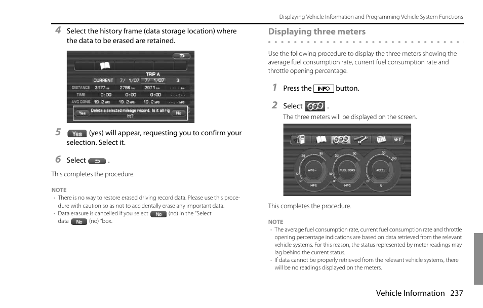 Displaying three meters | Subaru 2009 Impreza Navigation System User Manual | Page 237 / 248