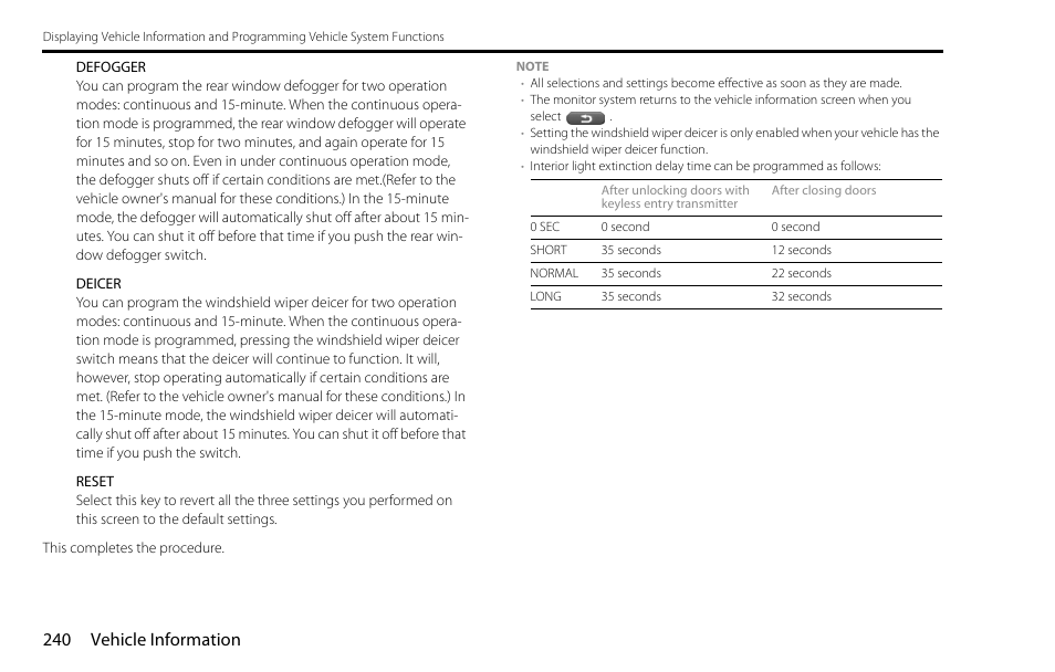 240 vehicle information | Subaru 2009 Impreza Navigation System User Manual | Page 240 / 248