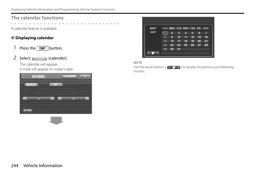 The calendar functions | Subaru 2009 Impreza Navigation System User Manual | Page 244 / 248