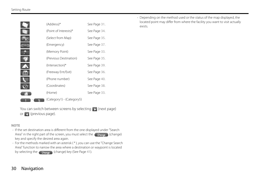 30 navigation | Subaru 2009 Impreza Navigation System User Manual | Page 30 / 248
