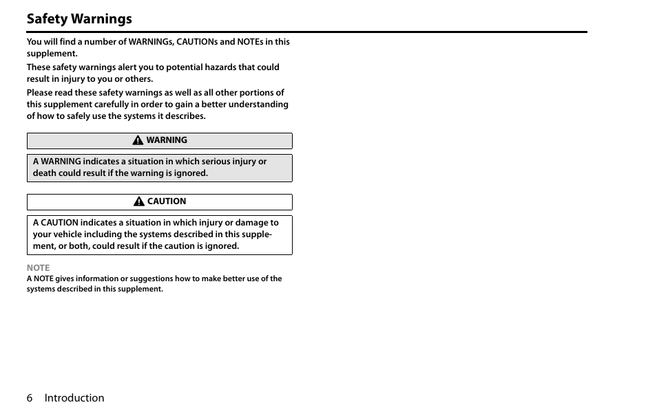 Safety warnings | Subaru 2009 Impreza Navigation System User Manual | Page 6 / 248