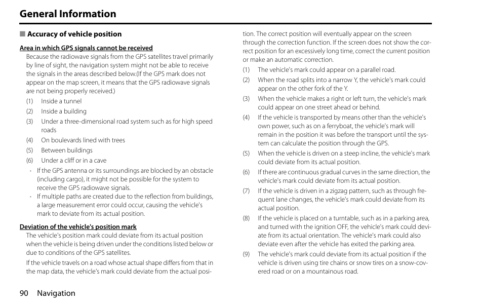 General information | Subaru 2009 Impreza Navigation System User Manual | Page 90 / 248