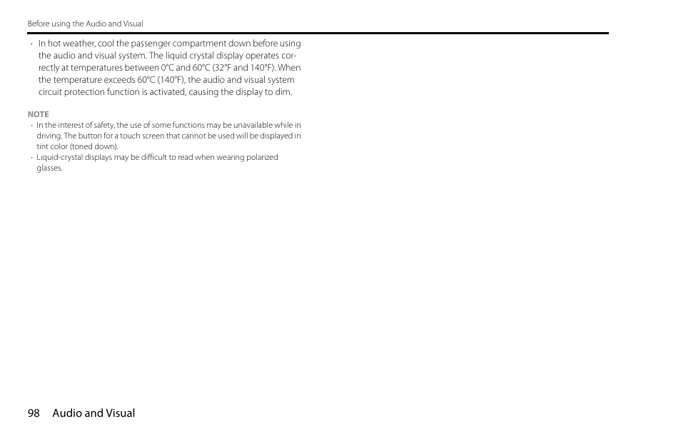 98 audio and visual | Subaru 2009 Impreza Navigation System User Manual | Page 98 / 248