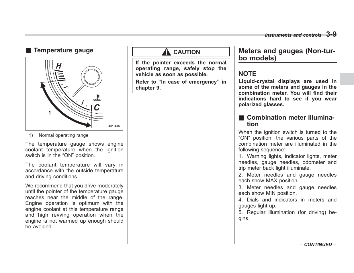 Meters and gauges (non-tur- bo models) | Subaru 2008 IMPREZA User Manual | Page 117 / 381