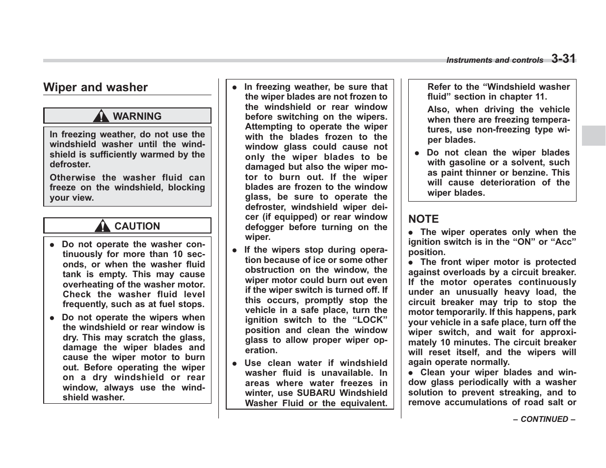 Wiper and washer | Subaru 2008 IMPREZA User Manual | Page 139 / 381