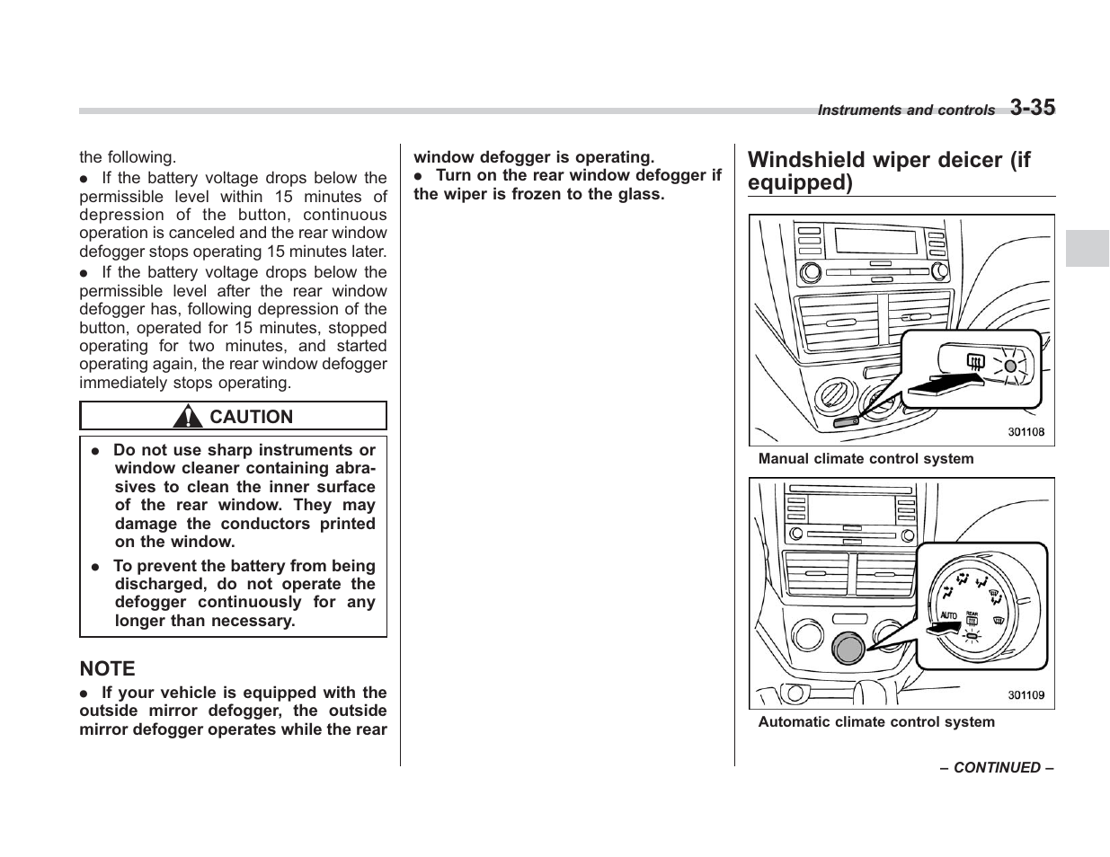 Windshield wiper deicer (if equipped) | Subaru 2008 IMPREZA User Manual | Page 143 / 381