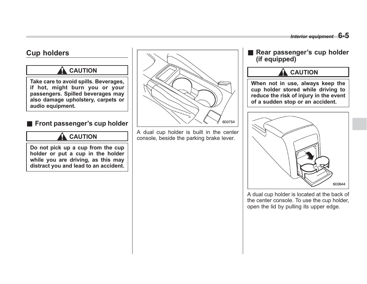 Cup holders | Subaru 2008 IMPREZA User Manual | Page 201 / 381