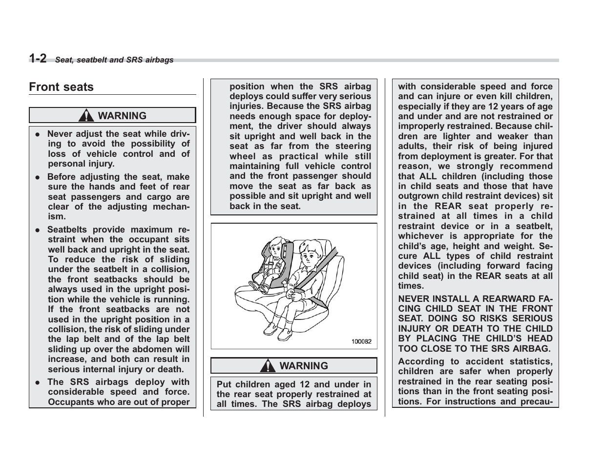 Front seats | Subaru 2008 IMPREZA User Manual | Page 26 / 381