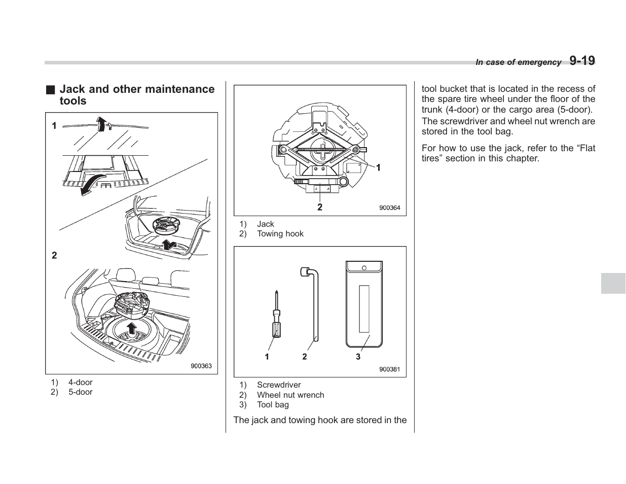 Jack and other maintenance tools | Subaru 2008 IMPREZA User Manual | Page 285 / 381