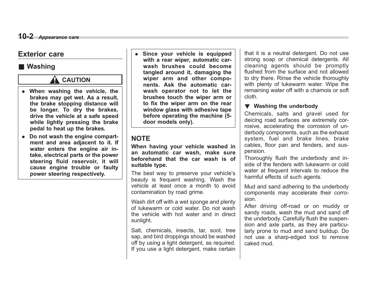 Exterior care | Subaru 2008 IMPREZA User Manual | Page 288 / 381