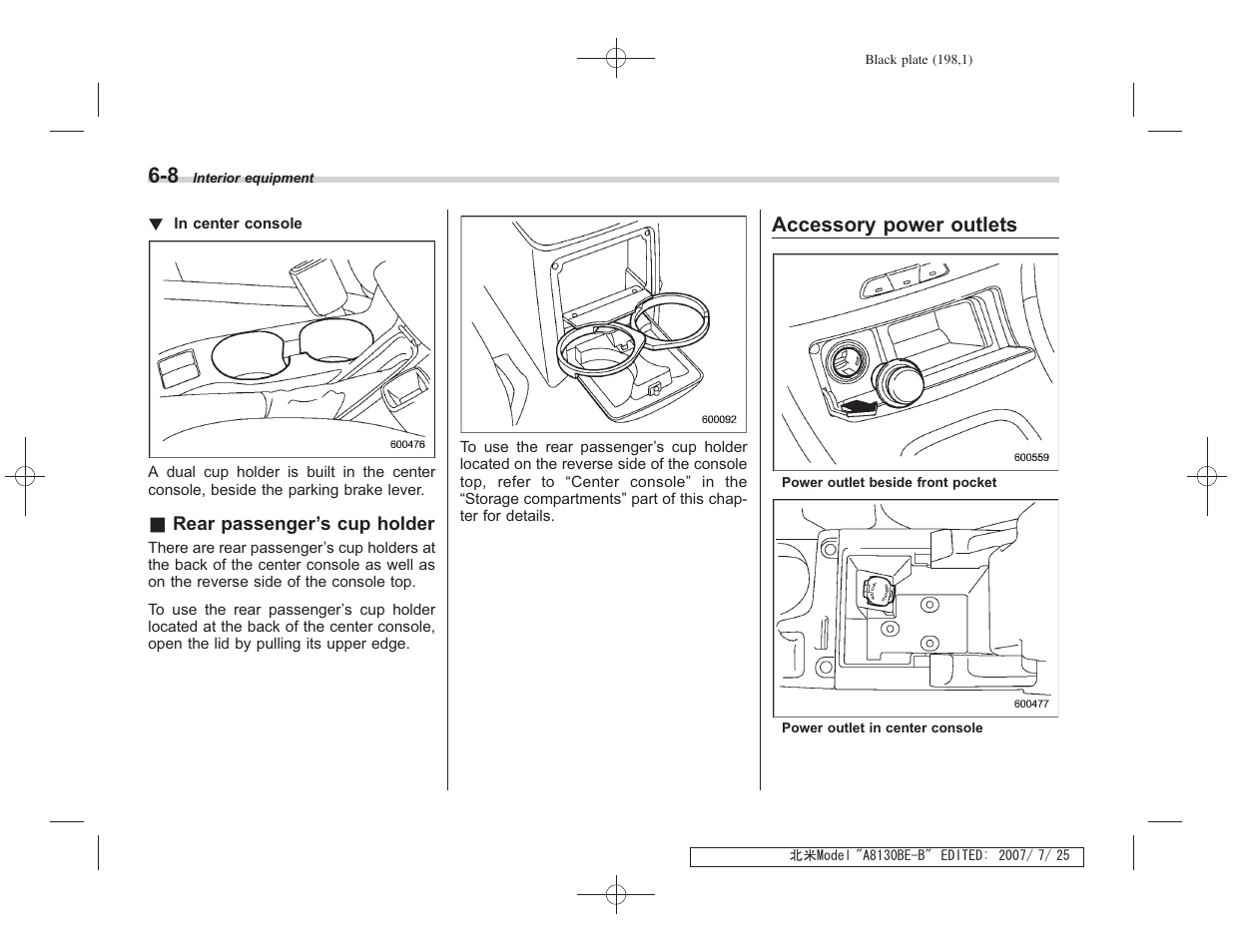 Accessory power outlets | Subaru 2008 Forester 2.5X User Manual | Page 191 / 371