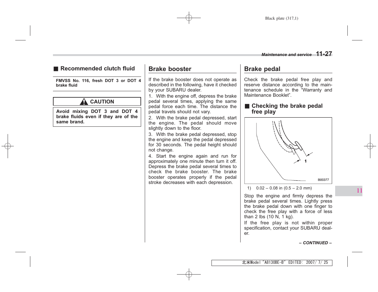 Brake booster, Brake pedal | Subaru 2008 Forester 2.5X User Manual | Page 308 / 371