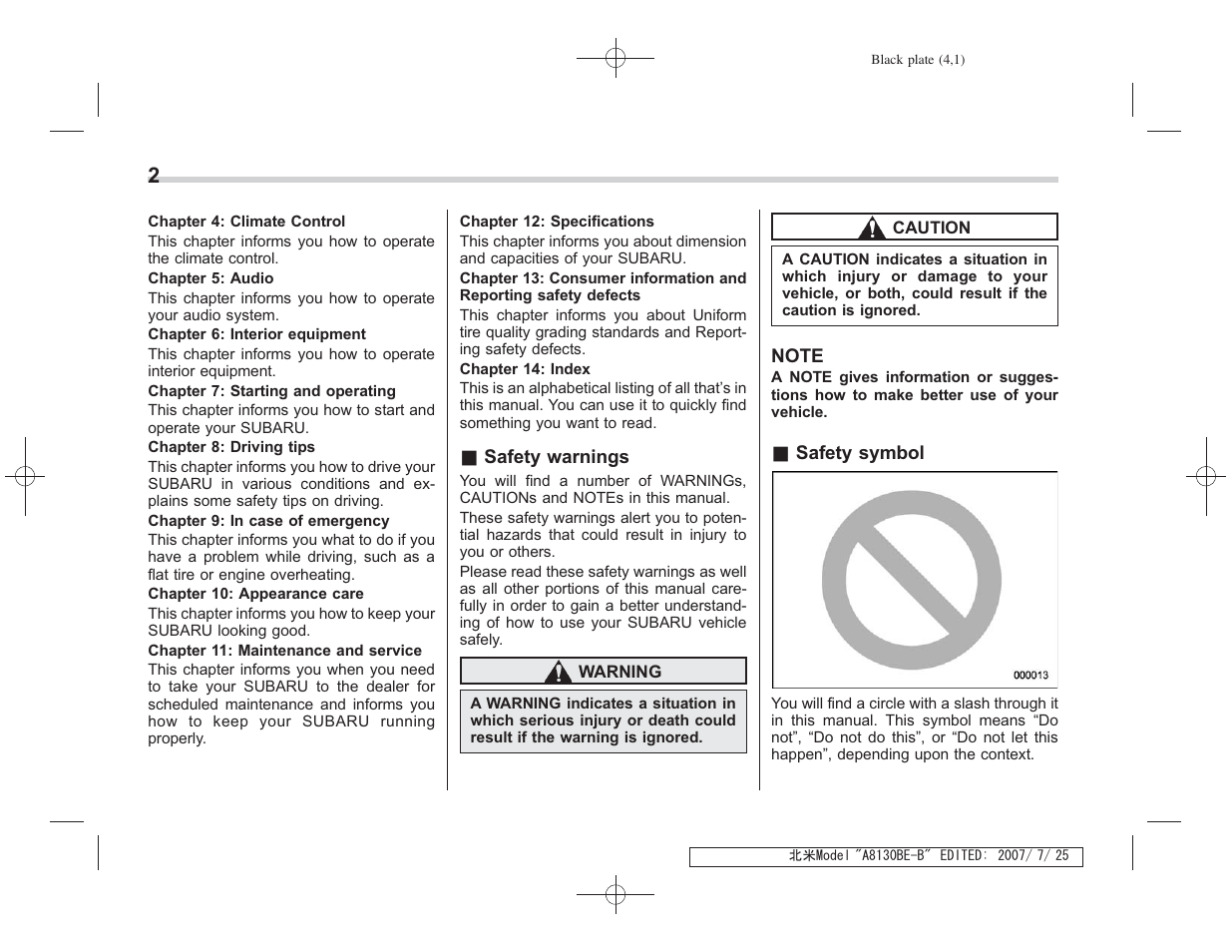 Subaru 2008 Forester 2.5X User Manual | Page 5 / 371