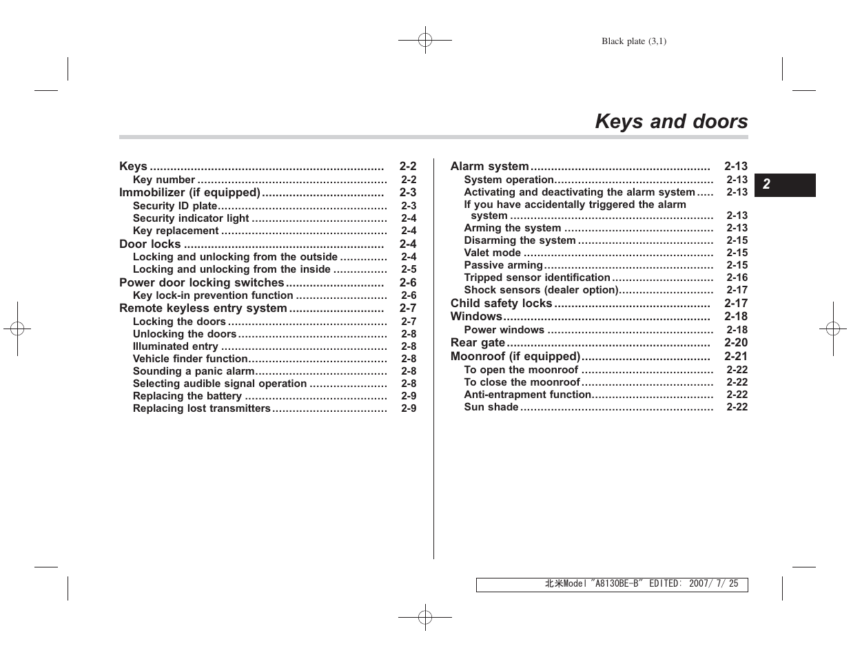 Msa5m0803a_8, Keys and doors | Subaru 2008 Forester 2.5X User Manual | Page 90 / 371