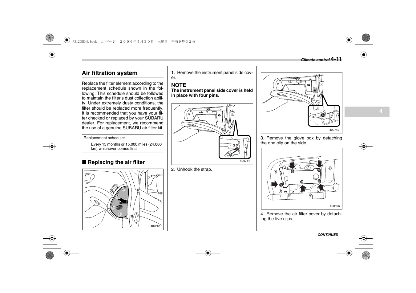 Air filtration system | Subaru 2007 Tribeca User Manual | Page 172 / 401