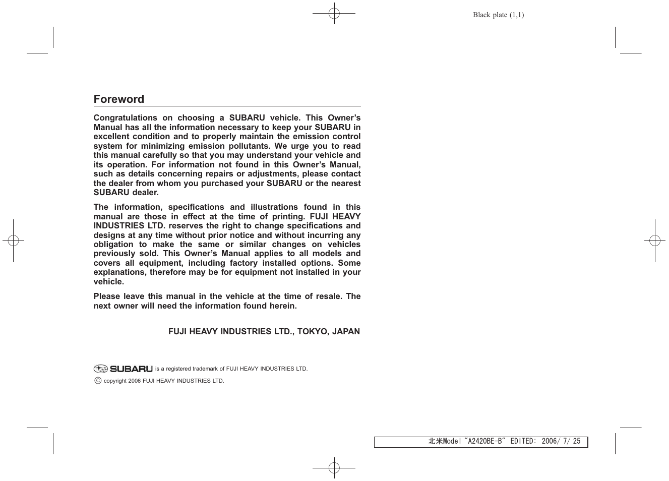 Subaru 2007 Legacy User Manual | 442 pages